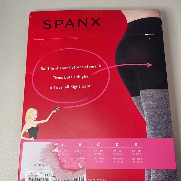 SPANX Marled Tights All Day Shaping Patterned Leg Size B Gray NEW - Picture 2 of 3